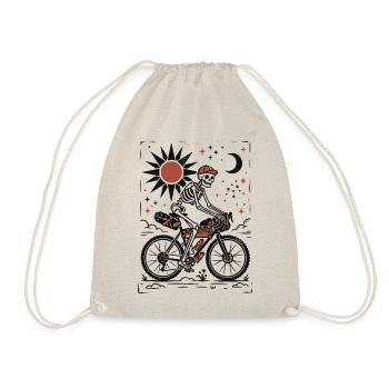 Skeleton Gravel Bike Linoleumschnitt - Turnbeutel - Natur - Vorne