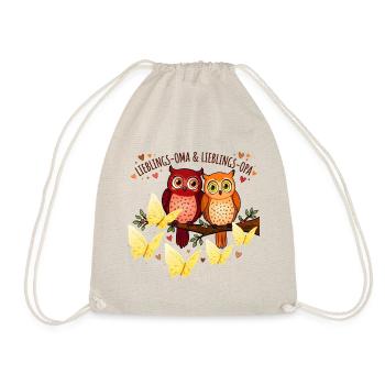 Lieblings Oma Opa Eulen Pärchen Geschenk - Turnbeutel - Natur - Vorne