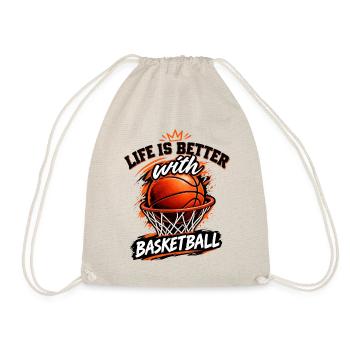 Life Is Better With Basketball Basketball Geschenk - Turnbeutel - Natur - Vorne