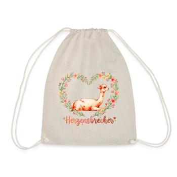 Alpaka Herzensbrecher Baby & Valentin Geschenk - Turnbeutel - Natur - Vorne