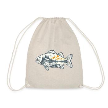 Vintage-Fischen - Turnbeutel - Natur - Vorne