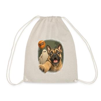  Halloween Hund Französische Bulldogge Boo Geist - Turnbeutel - Natur - Vorne
