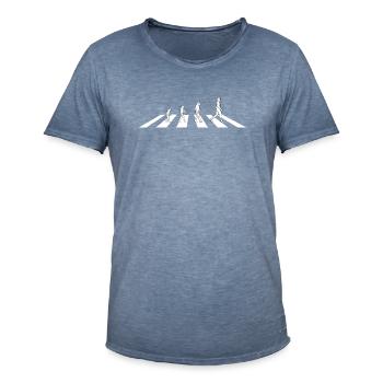 Die Evolution am Zebrastreifen - Abbey Road - Männer Vintage T-Shirt - Vintage Denim - Vorne