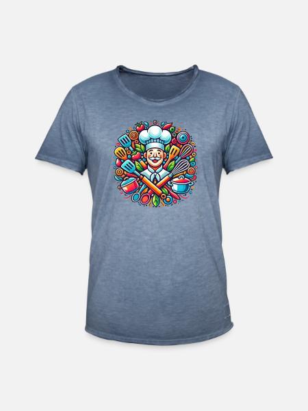 Chef Logo - T-shirt vintage Homme - vintage bleu jeans