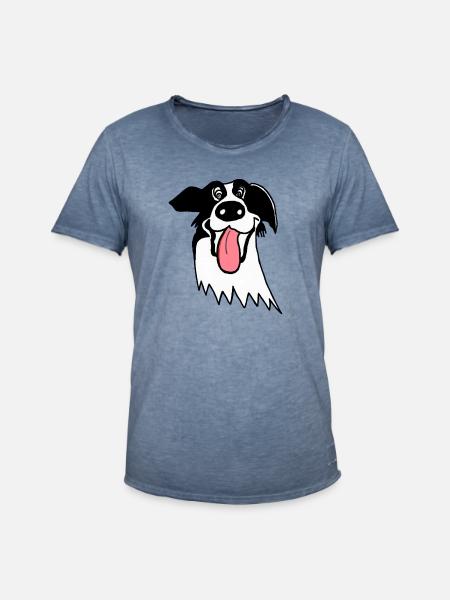 Border Collie mignon - T-shirt vintage Homme - vintage bleu jeans