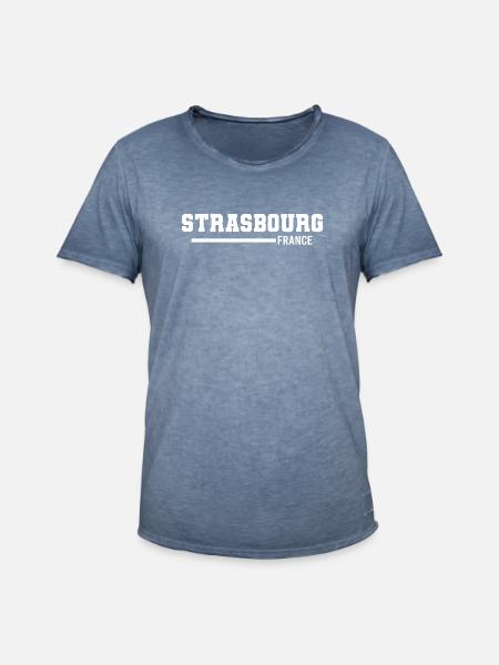 Strasbourg | France - Men's Vintage T-Shirt - vintage denim