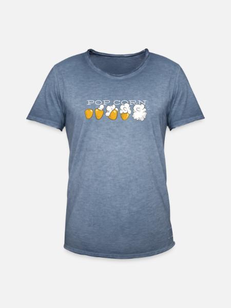 Popcorn Evolution - Männer Vintage T-Shirt - Vintage Denim