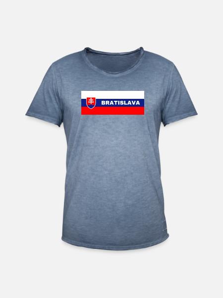 Bratislava City in Slovakian Flag - Men's Vintage T-Shirt - vintage denim