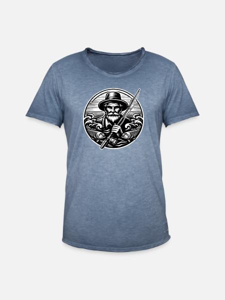 Angler Logo - Men's Vintage T-Shirt - vintage denim