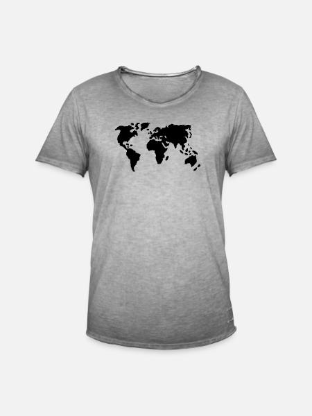 Welt - Männer Vintage T-Shirt - Vintage Grau