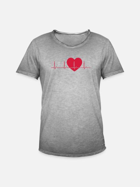 Heartbeat ECG Line Medical Pulse Wave Icon Vector - Men's Vintage T-Shirt - vintage grey