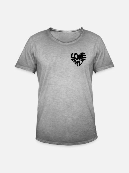 LOVE SYLT HERZ - Männer Vintage T-Shirt - Vintage Grau