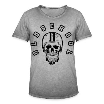 Oldschool Skull Retro DDR Helm - Männer Vintage T-Shirt - Vintage Grau - Vorne