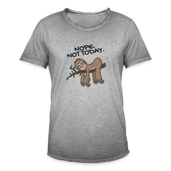 Faultier Nope not today - Männer Vintage T-Shirt - Vintage Grau - Vorne
