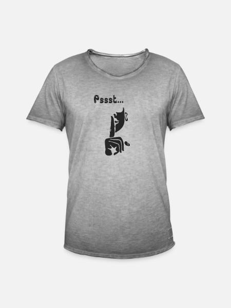 Pssst ...Leise sein - Männer Vintage T-Shirt - Vintage Grau