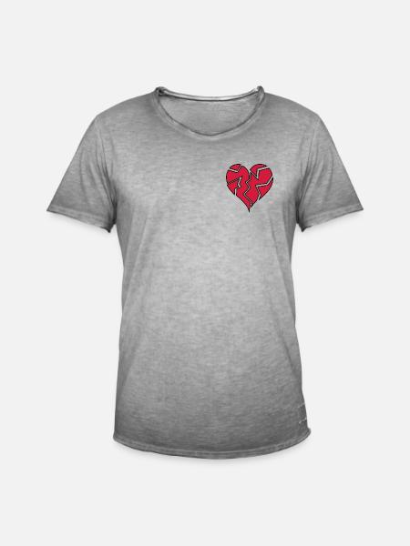HEARTBROKEN <3 - Männer Vintage T-Shirt - Vintage Grau