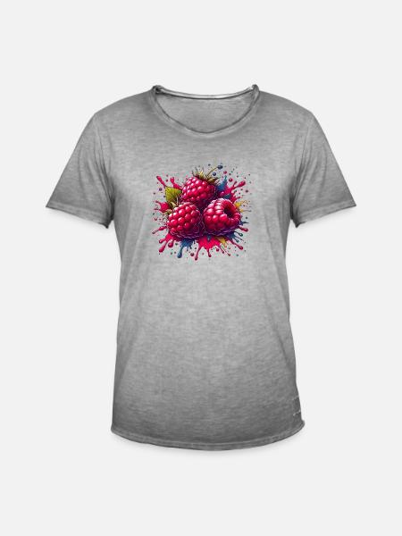 Himbeeren-Farbexplosion - Männer Vintage T-Shirt - Vintage Grau