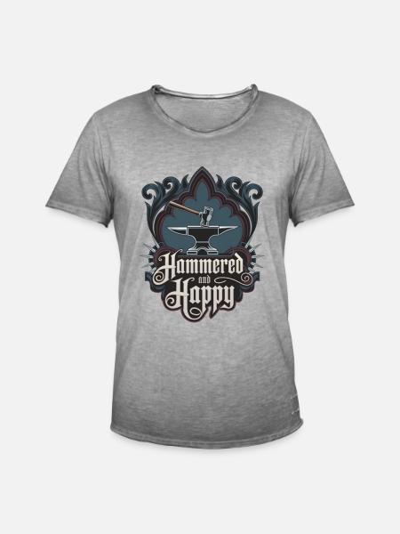 Martelé et heureux - T-shirt vintage Homme - vintage gris