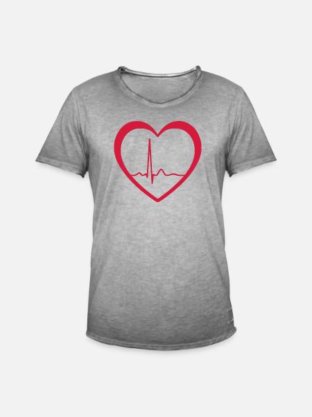Heartbeat ECG Line Medical Pulse Wave Icon Vector - Men's Vintage T-Shirt - vintage grey