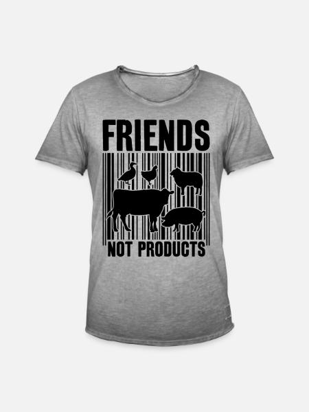 VEGAN FRIENDS NOT FOOD BARCODE - Men's Vintage T-Shirt - vintage grey