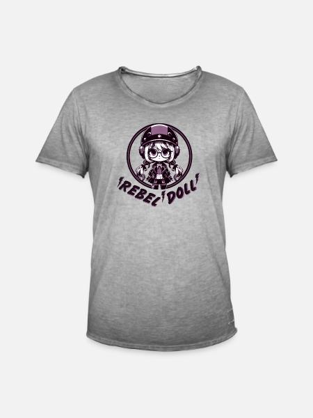 Rebellische Puppe - Männer Vintage T-Shirt - Vintage Grau