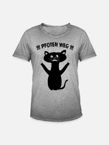Pfoten Weg! – Schwarze Katze Statement - Männer Vintage T-Shirt - Vintage Grau