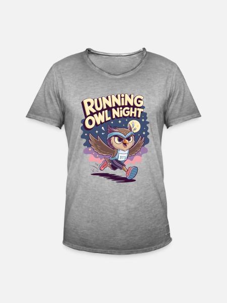 Running Owl Night - Men's Vintage T-Shirt - vintage grey