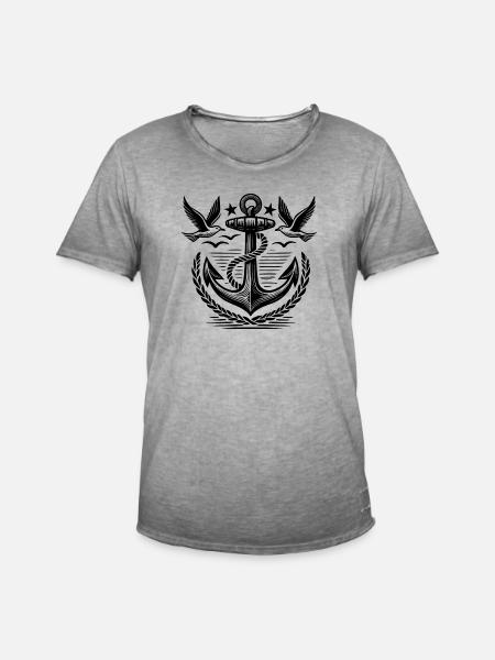 Anchor Seagulls Logo - Men's Vintage T-Shirt - vintage grey