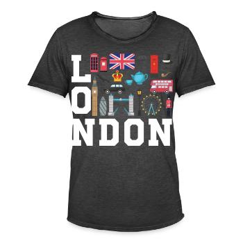 London England UK Great Britain - Männer Vintage T-Shirt - Vintage Schwarz - Vorne