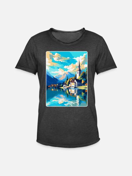 St Wolfgang Austria Vintage Travel Poster Souvenir - Men's Vintage T-Shirt - washed black