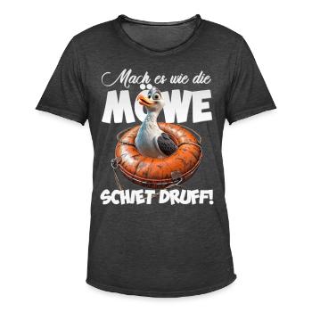 Freche Möwe #lovely toons - Männer Vintage T-Shirt - Vintage Schwarz - Vorne