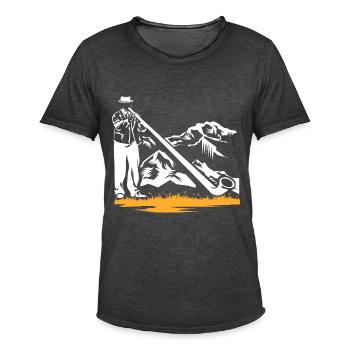 Stimmgewaltiges Alphorn Almhütte - Männer Vintage T-Shirt - Vintage Schwarz - Vorne