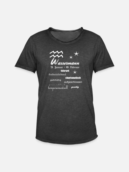 Wassermann Sternzeichen - Männer Vintage T-Shirt - Vintage Schwarz