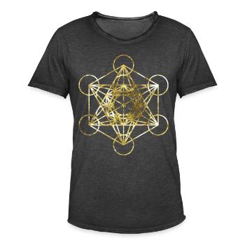 Metatrons Cube Gold heilige Geometrie - Männer Vintage T-Shirt - Vintage Schwarz - Vorne