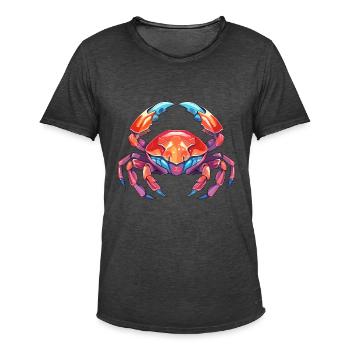 Krabbe buntes Aquarell Cartoon Kawaii Tier - Männer Vintage T-Shirt - Vintage Schwarz - Vorne