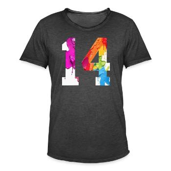 FARBIG NUMMER 14 BUNT 14. GEBURTSTAG - Männer Vintage T-Shirt - Vintage Schwarz - Vorne