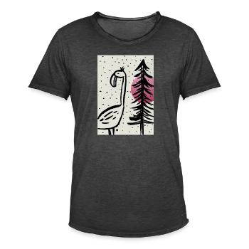 Handmade Illustration Art Flamingo - Männer Vintage T-Shirt - Vintage Schwarz - Vorne