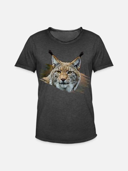 Luchs - Männer Vintage T-Shirt - Vintage Schwarz