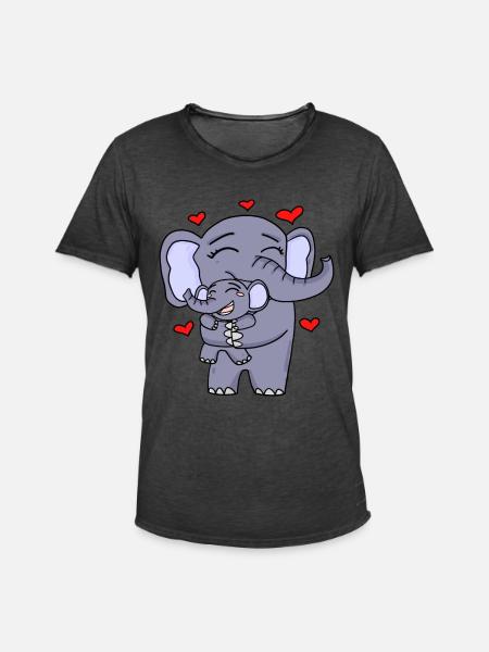 Elephant family cute - Men's Vintage T-Shirt - washed black