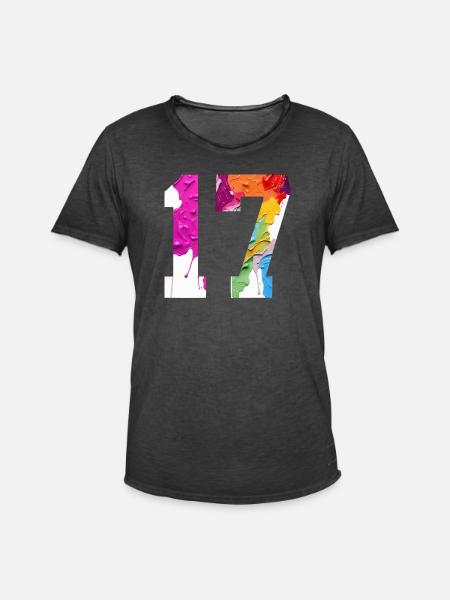 FARBIG NUMMER 17 BUNT 17. GEBURTSTAG - Männer Vintage T-Shirt - Vintage Schwarz