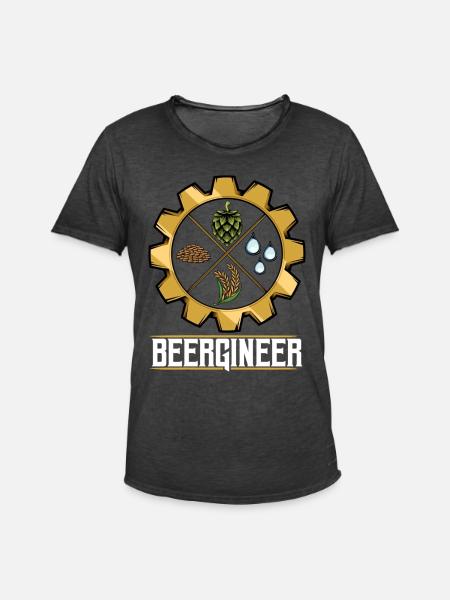 Beergineer Brau-Gear Emblem - Men's Vintage T-Shirt - washed black