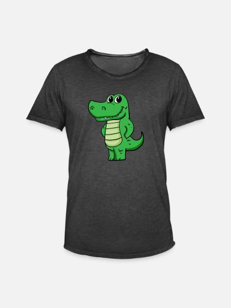 crocodile - Men's Vintage T-Shirt - washed black