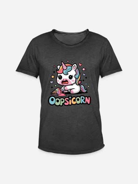 Oopsicorn - T-shirt vintage Homme - noir vintage