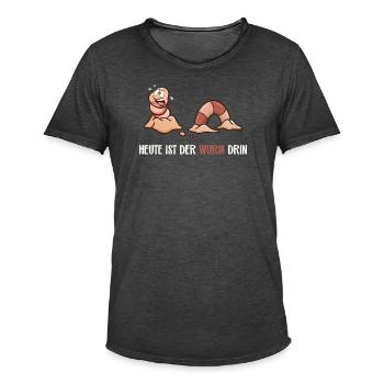 Heute ist der Wurm drin - Männer Vintage T-Shirt - Vintage Schwarz - Vorne