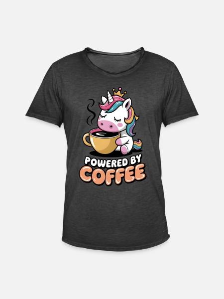 Powered By Coffee - Men's Vintage T-Shirt - washed black