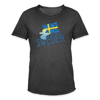 Schweden Sverige Sweden - Männer Vintage T-Shirt - Vintage Schwarz - Vorne