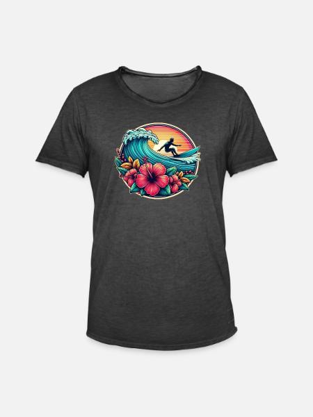 Logo du surfeur 2 - T-shirt vintage Homme - noir vintage