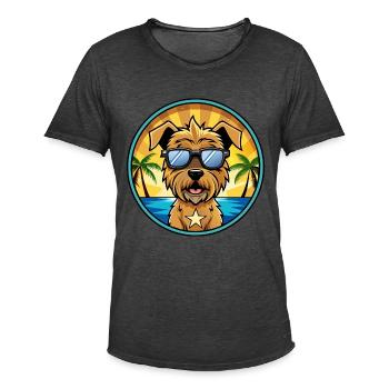Glen Of Imaal Terrier Dog Breed Cartoon Sunglasses - Men's Vintage T-Shirt - washed black - Front