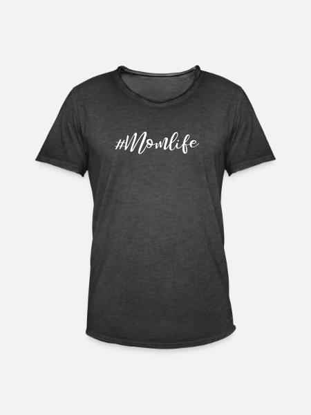 Momlife - Slogan Design - Men's Vintage T-Shirt - washed black