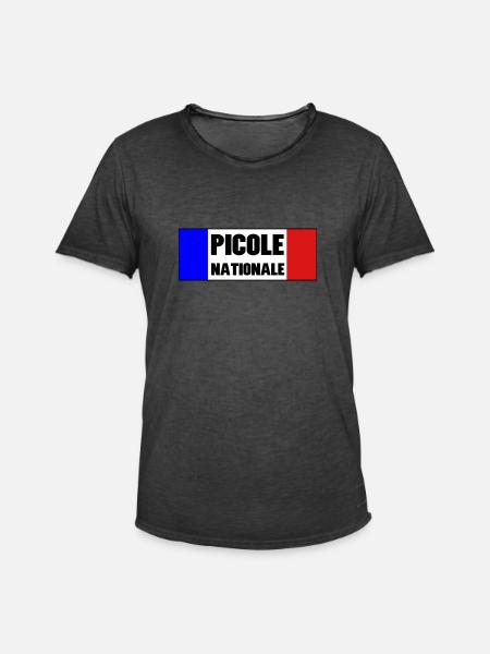 Picole Nationale - T-shirt vintage Homme - noir vintage